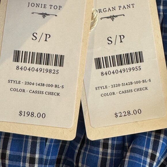 Doen Cassis Check Lounge Set Joni Top & Morgan Pant Small NWT - Picture 4 of 4